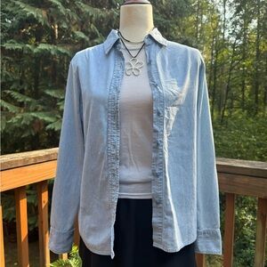 Light Blue Denim Button-Up Shirt